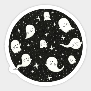 Cute Ghosts in the night sky Sticker